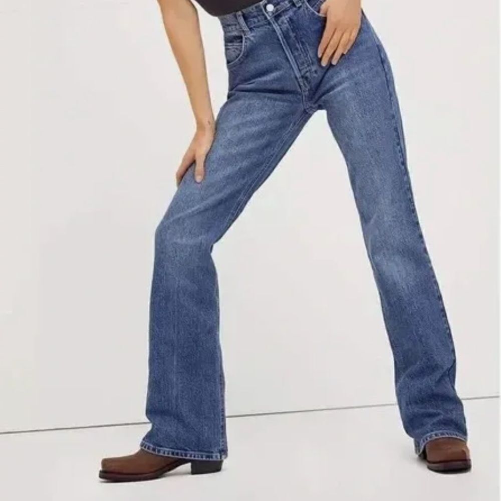 EUC Free People French Girl Flare Jeans in Aura Blue 29